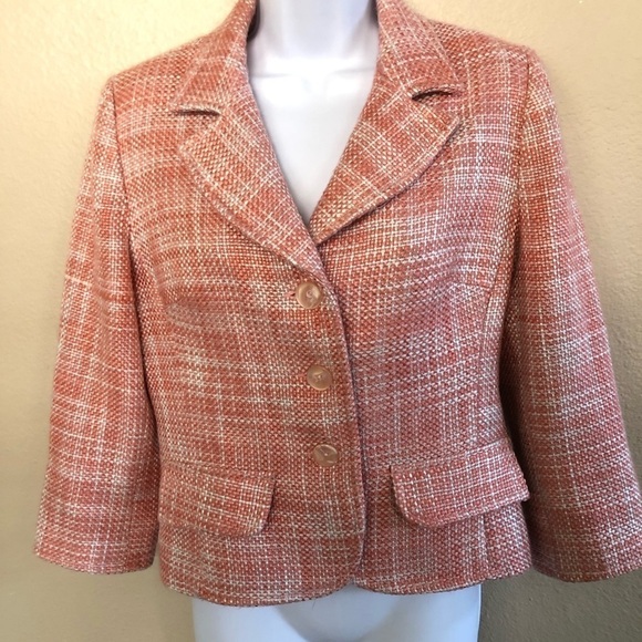 Vintage GEORGIOU Studio Three Button Closure Tweed Wool Blend Notched Lapel Sz 8 - Picture 2 of 16
